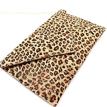 Stylish Leopard Print Cork Texture Envelope Clutch Shoulder Bag MH-PPC6624