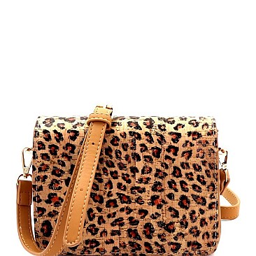 Fashionable Leopard Print Cork Texture Cross Body Shoulder Bag MH-PPC6625