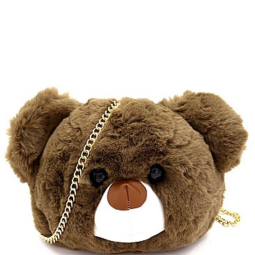 Convertible Faux-Fur Bear Doll Novelty Backpack Cross Body
