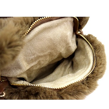 Convertible Faux-Fur Bear Doll Novelty Backpack Cross Body