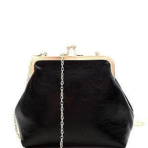 Kiss-Lock Accent Frame Metallic Clutch Shoulder Bag