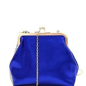 Kiss-Lock Accent Frame Metallic Clutch Shoulder Bag