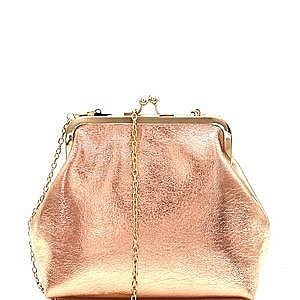 Kiss-Lock Accent Frame Metallic Clutch Shoulder Bag