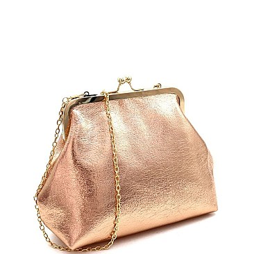 Kiss-Lock Accent Frame Metallic Clutch Shoulder Bag