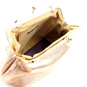 Kiss-Lock Accent Frame Metallic Clutch Shoulder Bag