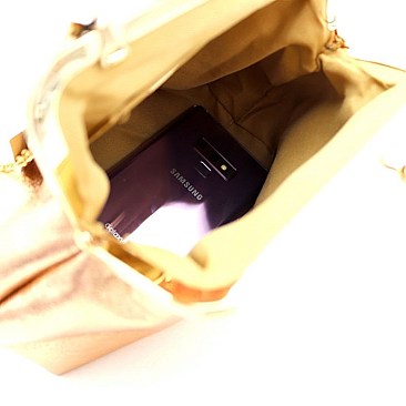 Kiss-Lock Accent Frame Metallic Clutch Shoulder Bag