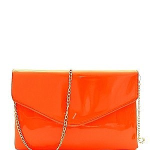 Neon Patent Envelope Clutch