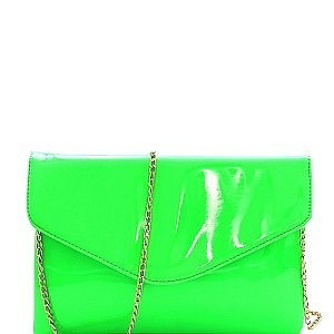 Neon Patent Envelope Clutch