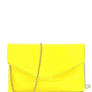 Neon Patent Envelope Clutch