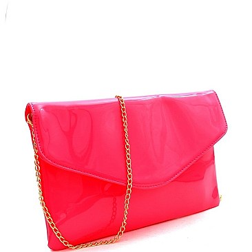 Neon Patent Envelope Clutch