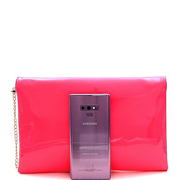 Neon Patent Envelope Clutch