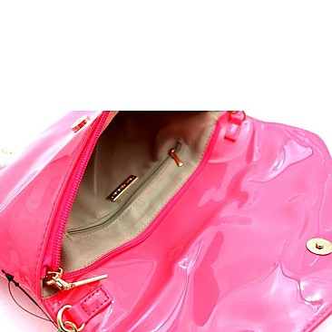 Neon Patent Envelope Clutch