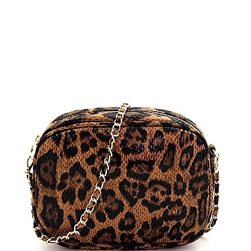 CHAIN STRAP LEOPARD PRINT CROSS BODY & SHOULDER CAMERA BAG