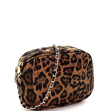 CHAIN STRAP LEOPARD PRINT CROSS BODY & SHOULDER CAMERA BAG