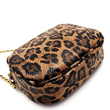 CHAIN STRAP LEOPARD PRINT CROSS BODY & SHOULDER CAMERA BAG