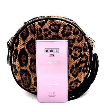 ROUND LEOPARD PRINT WITH TASSEL CROSS SHOULDER BAG