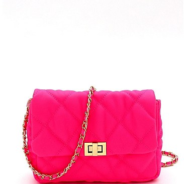 QUILTED CHAIN STRAP CROSS BODY
