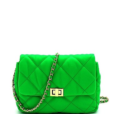 QUILTED CHAIN STRAP CROSS BODY