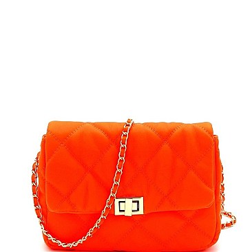 QUILTED CHAIN STRAP CROSS BODY
