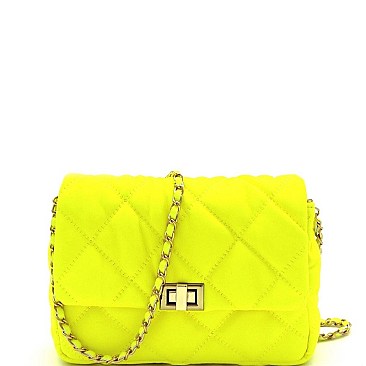 QUILTED CHAIN STRAP CROSS BODY