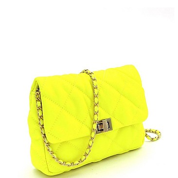 QUILTED CHAIN STRAP CROSS BODY