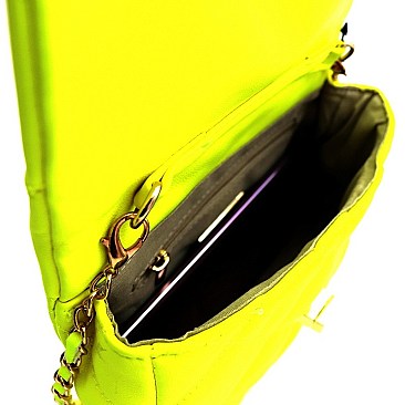QUILTED CHAIN STRAP CROSS BODY