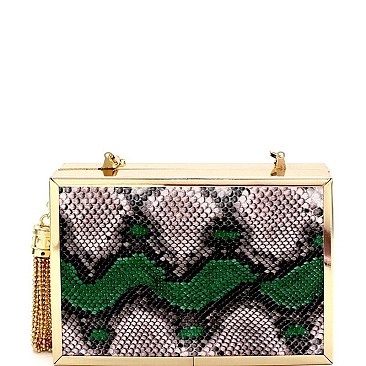 SNAKE PRINT EVENING CLUTCH