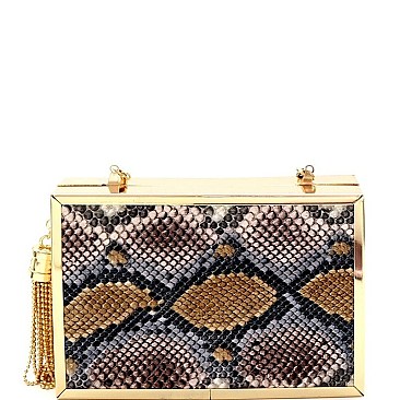 SNAKE PRINT EVENING CLUTCH