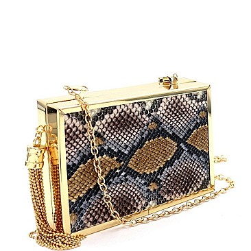 SNAKE PRINT EVENING CLUTCH