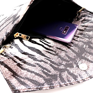 Tiger Print Envelope Clutch