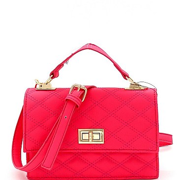 TOP HANDLE QUILTED NEON SATCHEL