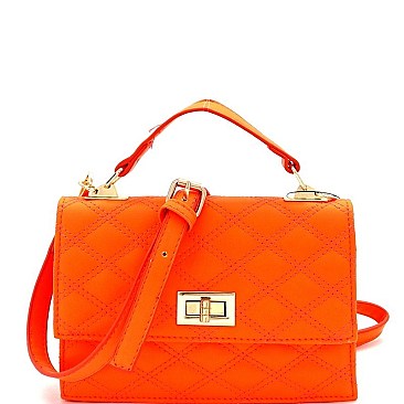 TOP HANDLE QUILTED NEON SATCHEL