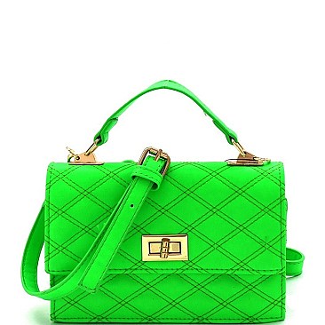 TOP HANDLE QUILTED NEON SATCHEL