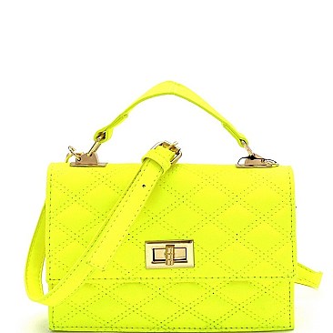 TOP HANDLE QUILTED NEON SATCHEL