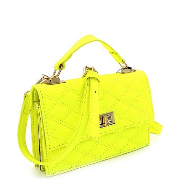 TOP HANDLE QUILTED NEON SATCHEL