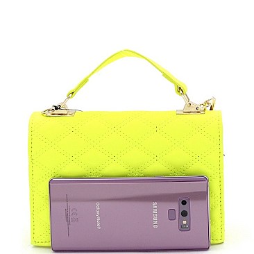TOP HANDLE QUILTED NEON SATCHEL
