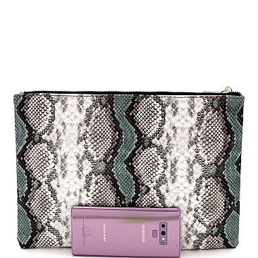 Oversized Tassel Accent Snake Print Hand Clutch