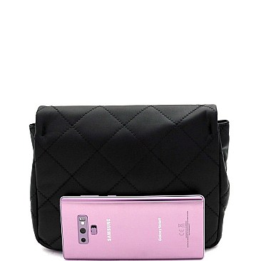 METALLIC CHAIN QUILTED CROSS BODY SHOULDER BAG