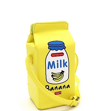 NOVELTY BANANA MILK CARTON CROSS BODY