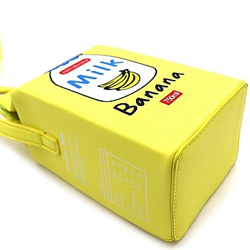 NOVELTY BANANA MILK CARTON CROSS BODY