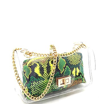 2 in 1 Transparent Snake Print Shoulder Bag