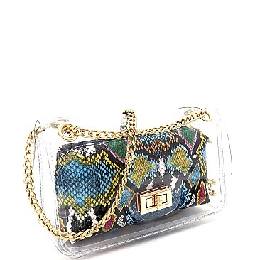 2 in 1 Transparent Snake Print Shoulder Bag