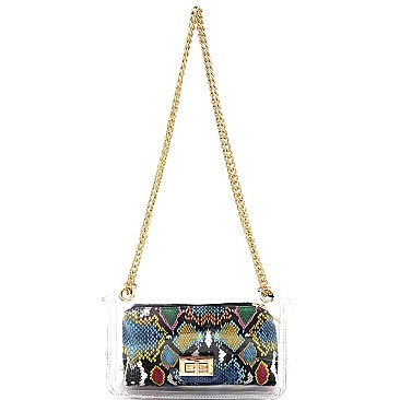 2 in 1 Transparent Snake Print Shoulder Bag
