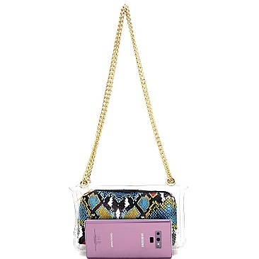 2 in 1 Transparent Snake Print Shoulder Bag