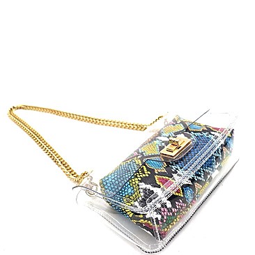 2 in 1 Transparent Snake Print Shoulder Bag