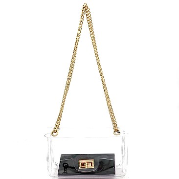2 in 1 Transparent Snake Print Shoulder Bag