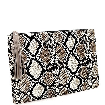 Luminescent Snake Print Large Hand Clutch