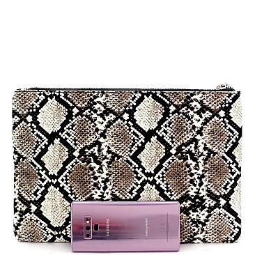Luminescent Snake Print Large Hand Clutch