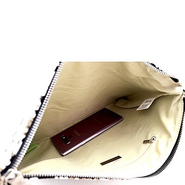 Luminescent Snake Print Large Hand Clutch