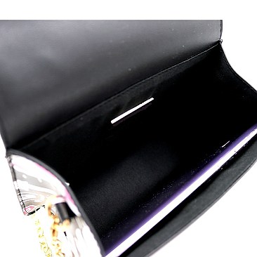 Small Graffiti Effect Pinch-Lock Boxy Flap Satchel